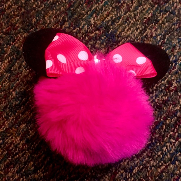 Disney Accessories - SOLD-Disney Minnie Mouse Earpuff Hot Pink Keychain